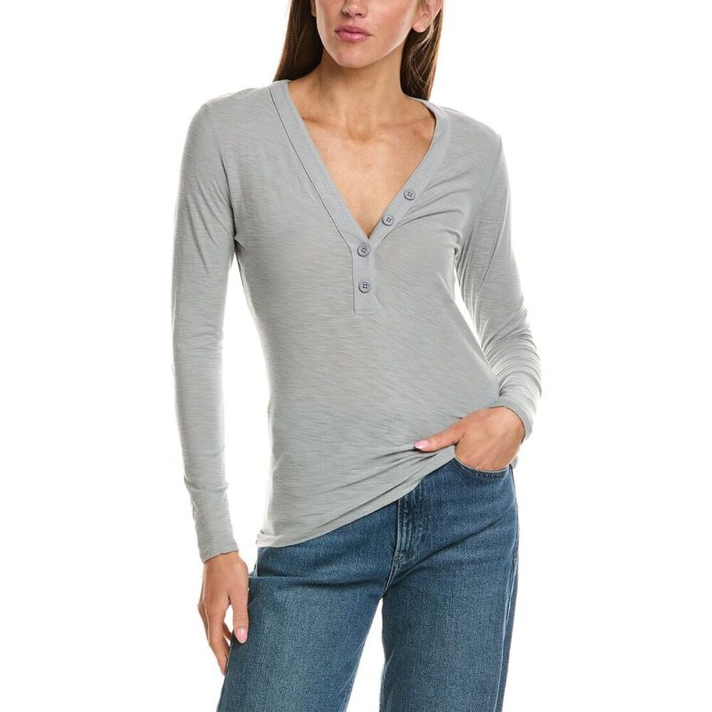 James Perse Womens  Jersey Henley Top